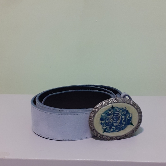 Vintage Accessories - VTG.BOHO LADIES BABY-BLUE  BELT